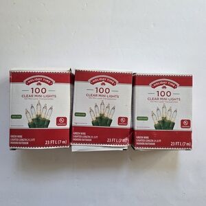 Holiday Time 100 Clear Mini Lights - Green Wire - Indoor/Outdoor (3 Pack)